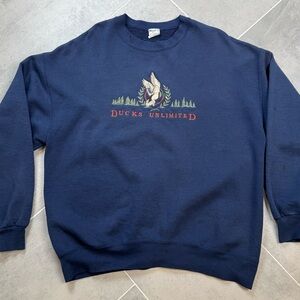 Vintage Ducks Unlimited Embroidered Crewneck Sweatshirt XL USA 90s Y2K Rare